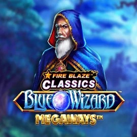 Logo of Fire Blaze Blue Wizard Megaways from Rarestone Gaming at Great Slots Casino