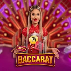 Mega Baccarat online game logo by Pragmatic Play on greatslotss.com